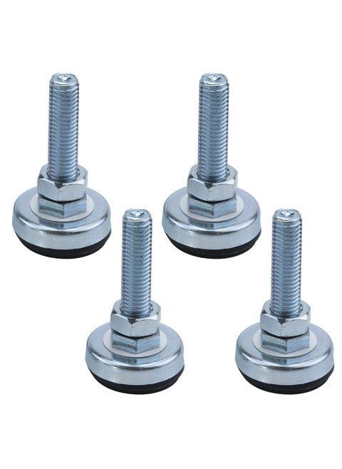 Antrader 4PCS M12 Thread Adjustable Pole Leveling Foot Carbon Steel Shockproof Self Leg Leveler  Base Diameter 135 Inch 600 LB Capacity for Workbench Machine Cabinet  Heavy Duty Applications