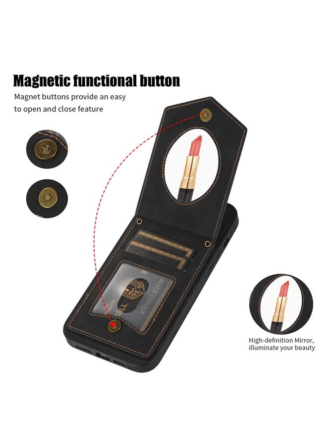 اس-توب جراب لهاتف iPhone 6s / 6 جراب هاتف RFID ذو نسيج معيني مع حبل ومرآة - Image 3