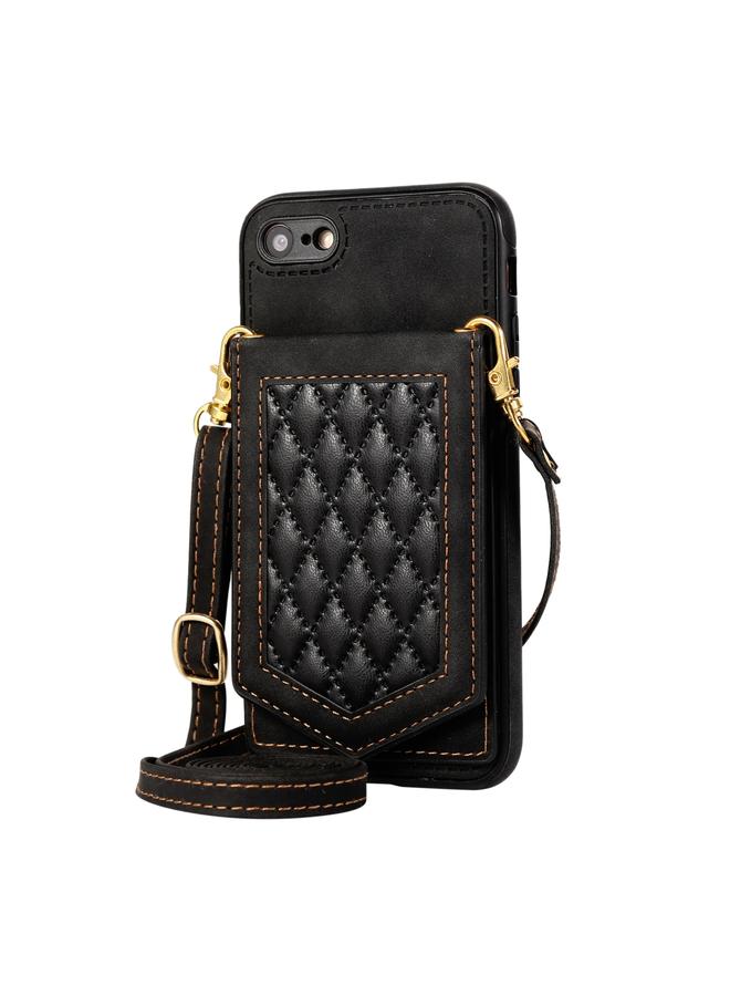 اس-توب جراب لهاتف iPhone 6s / 6 جراب هاتف RFID ذو نسيج معيني مع حبل ومرآة - Image 2