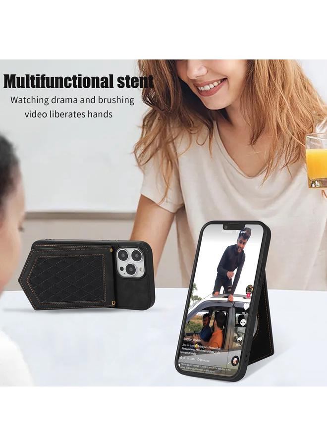 اس-توب جراب لهاتف iPhone 6s / 6 جراب هاتف RFID ذو نسيج معيني مع حبل ومرآة - Image 5