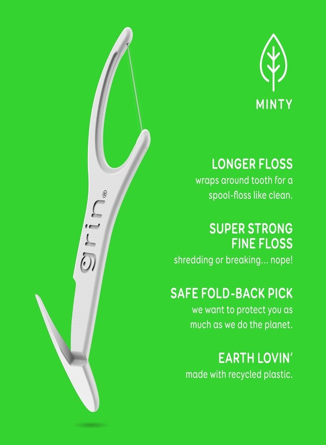 GRIN Clean Flosspyx, Floss Picks, 150 Count, Dental Flossers, Minty Flavor, Recycled Plastic, Super Strong Fine Floss, Tight Teeth, Premium Longer Floss Head, Includes Safe Fold-Back Tooth Pick - Image 3