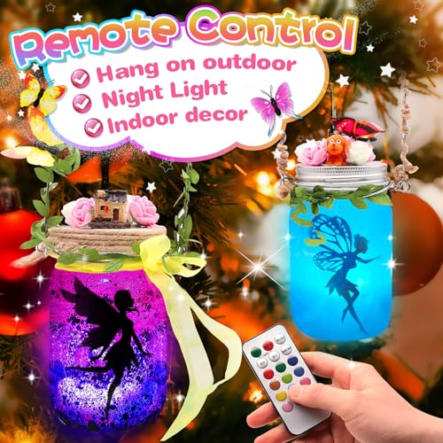 Alritz Fairy Lantern Craft Kit, Christmas Gifts for Kids Girls, Remote Control Mason Jar Night Light, DIY Garden Decorations Art Project Ornaments, Creative Activities Birthday Ages 4 5 6 7 8 9 10 11+ - Image 3