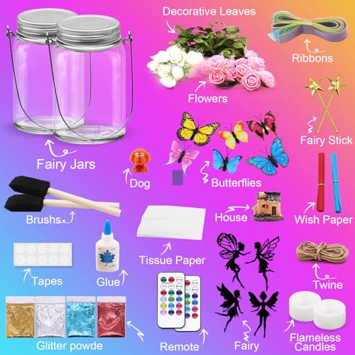 Alritz Fairy Lantern Craft Kit, Christmas Gifts for Kids Girls, Remote Control Mason Jar Night Light, DIY Garden Decorations Art Project Ornaments, Creative Activities Birthday Ages 4 5 6 7 8 9 10 11+ - Image 4