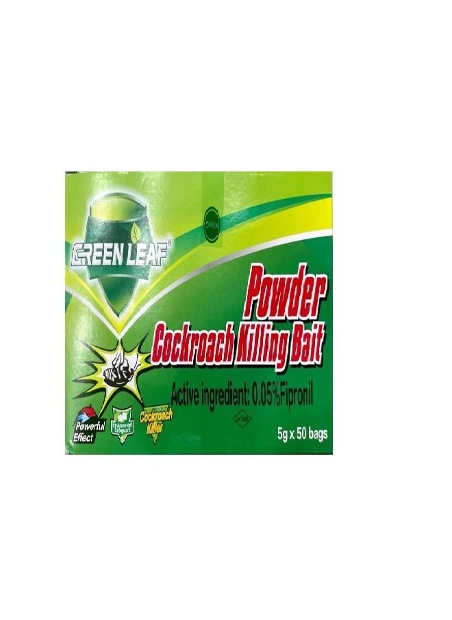 Green Leaf - green leaf powder cockroach killing bait, Strongly effective in killing cockroach and its eggs, 50 Packets Per Box - Image 1