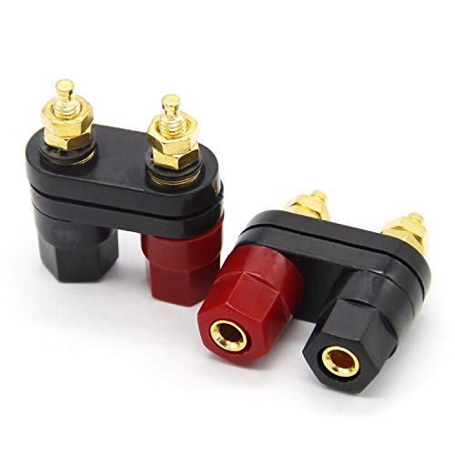bnafes 4Pcs Banana Plug Jack Female Socket Gold Plated Terminal Binding Post Dual 4mm Banana Plugs Connector for Speaker Amplifier Terminal - Image 2