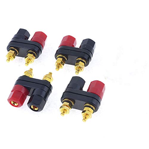 bnafes 4Pcs Banana Plug Jack Female Socket Gold Plated Terminal Binding Post Dual 4mm Banana Plugs Connector for Speaker Amplifier Terminal - Image 1