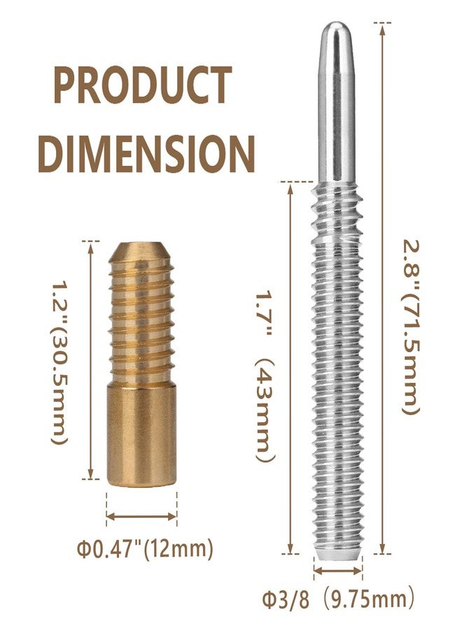 Oztwel Quick Release Pool Cue Joint, 3/8 * 10 Billiard Cue Joint Quick Lock Joint for Pool Cue Stick, 3 Stainless Steel Inserts with 3 Copper Sleeves - Image 2