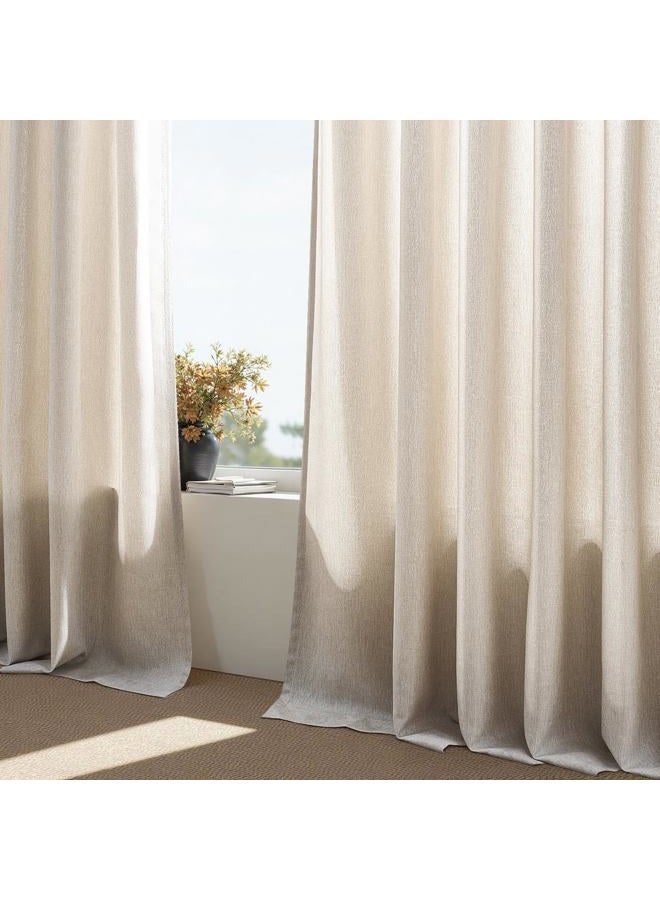 Drapenova Pinch Pleated Linen Curtains 96 Inches Long 2 Panel Set (40" W x 96" L) for Living Room & Bedroom Window Natural Birch Light Filtering with Hooks,Rings & Back Tab,Neutral Boho Farmhouse Style - Image 5