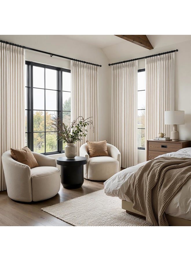 Drapenova Pinch Pleated Linen Curtains 96 Inches Long 2 Panel Set (40" W x 96" L) for Living Room & Bedroom Window Natural Birch Light Filtering with Hooks,Rings & Back Tab,Neutral Boho Farmhouse Style - Image 4