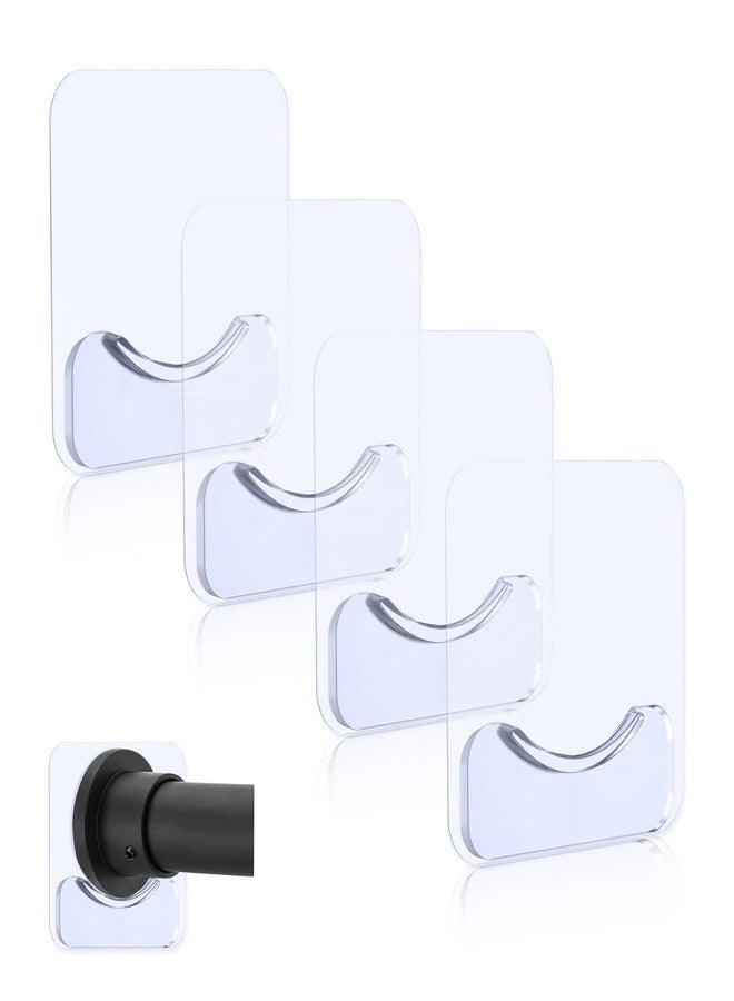 PREBENE Adhesive Shower Curtain Rod Holder, 4 Pcs Tension Rod Holders, No Drilling | Invisible Rod Retainer, Transparent Wall Mount Holder for Shower Curtain Rod(Rod Not Included) - Image 1