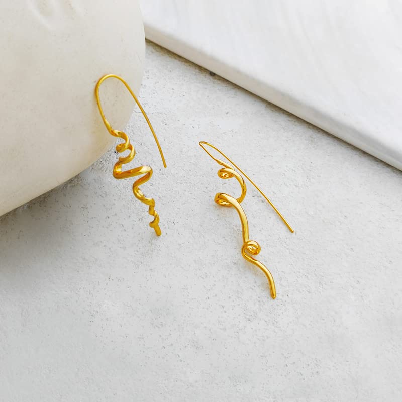 BLBLJERY Gold Earrings for Women Trendy Spiral Threader Earrings Silver Dangle Drop Earring Hypoallergenic 14k Gold Twist Simple Unique Earring Unique Jewelry - Image 4