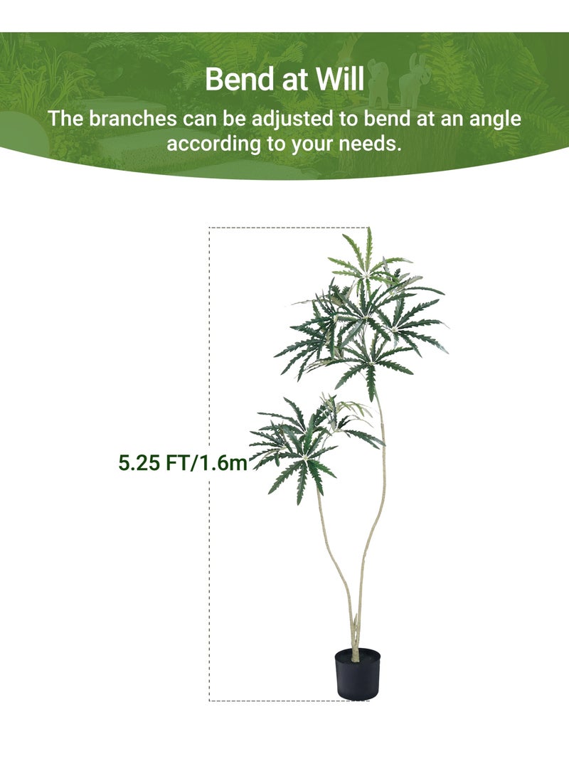 Generic Artificial Tree, 160cm Peacock Wood - Premium Fake Plant with Natural Trunk & Silk Leaves, Realistic Indoor Potted Tree for Living Room Decor, Home Office Decoration  - Image 3