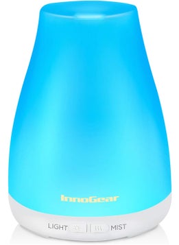 InnoGear InnoGear Essential Oil Diffuser, Premium 5-in-1 Diffusers for Home Scent Aromatherapy Diffuser Air Desk Humidifier for Bedroom Large Room Office 7 Color LED 2 Mist Mode Waterless Auto Off, Basic White 