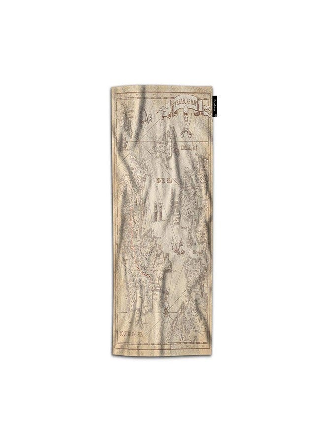 Beabes Old Treasure Map Hand Towel Retro Adventure Island Sea Marks Sail Boats Pirate Skull Soft Hand Towel for Sport Gym Bathroom Travel 30Lx15W Inch Polyester - Image 1