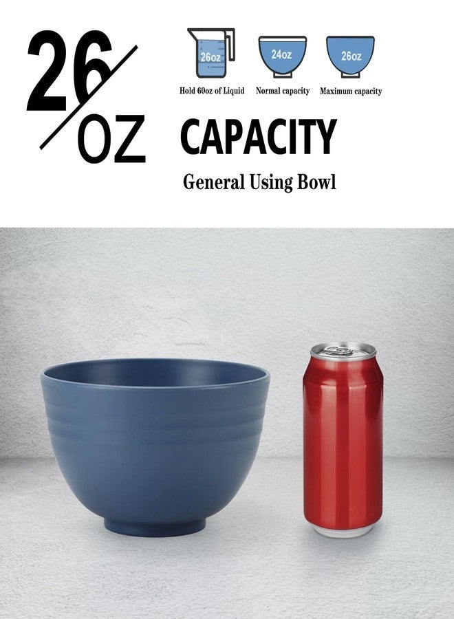 Wrova Wheat Straw Bowl Sets,8 PCS Unbreakable Cereal Bowls 26 OZ,Microwave and Dishwasher Safe Bowls,Kids Bowl suitable for cereal,salad,snack and soup (Navy Blue) - Image 3