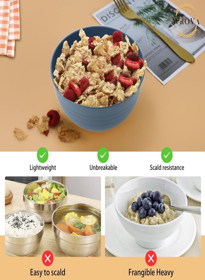 Wrova Wheat Straw Bowl Sets,8 PCS Unbreakable Cereal Bowls 26 OZ,Microwave and Dishwasher Safe Bowls,Kids Bowl suitable for cereal,salad,snack and soup (Navy Blue) - Image 4