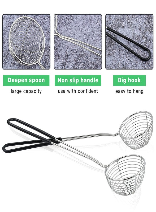 Worldity 12 Pieces Hot Pot Strainer Scoops, 2.5 Inch Stainless Steel Spider Strainer Skimmer, Hot Pot Ladle with Insulated Handle for Kitchen Cooking Frying Food - Image 4