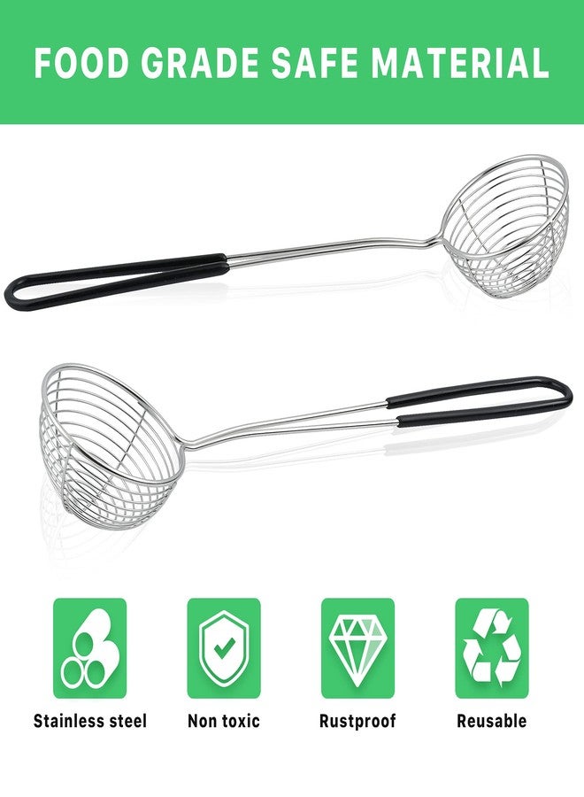 Worldity 12 Pieces Hot Pot Strainer Scoops, 2.5 Inch Stainless Steel Spider Strainer Skimmer, Hot Pot Ladle with Insulated Handle for Kitchen Cooking Frying Food - Image 3