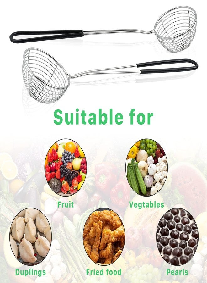 Worldity 12 Pieces Hot Pot Strainer Scoops, 2.5 Inch Stainless Steel Spider Strainer Skimmer, Hot Pot Ladle with Insulated Handle for Kitchen Cooking Frying Food - Image 5