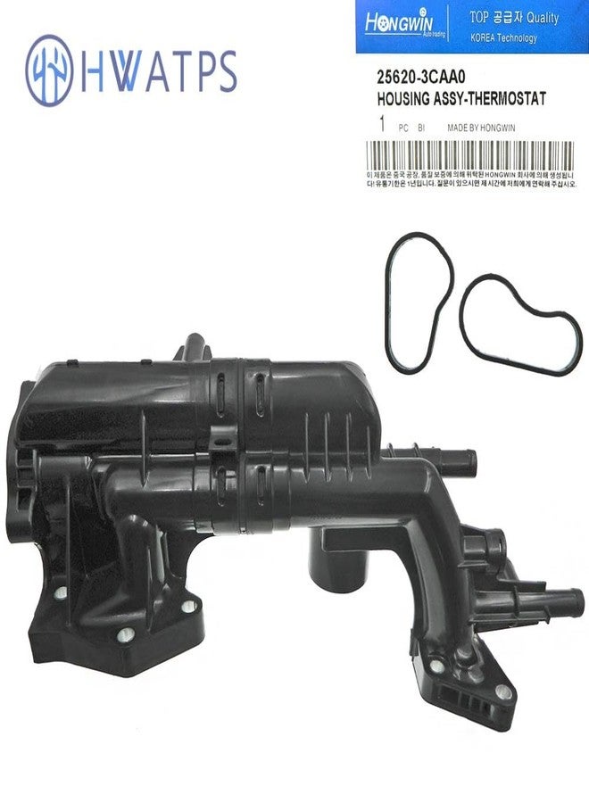HWATPS 25620-3CAA0 Thermostat Housing For Hyundai Fitment Kia Azera Santa Fe Cadenza Sedona Sorento 2.0L 3.3L 3.5L 256203CAA0 - Image 2