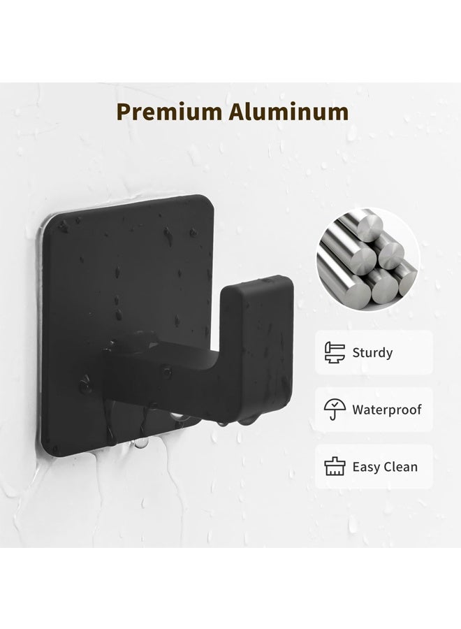 مجموعة من 5 خطافات مناشف وأردية حمام للحمامات، خطافات معطف سوداء غير لامعة للتعليق، خطافات دش متينة من الفولاذ المقاوم للصدأ مثبتة على الحائط، خطافات جدارية - Image 4