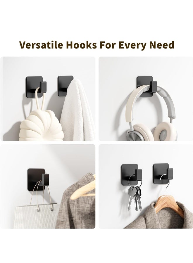 مجموعة من 5 خطافات مناشف وأردية حمام للحمامات، خطافات معطف سوداء غير لامعة للتعليق، خطافات دش متينة من الفولاذ المقاوم للصدأ مثبتة على الحائط، خطافات جدارية - Image 5