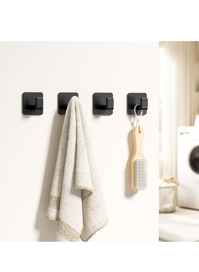 مجموعة من 5 خطافات مناشف وأردية حمام للحمامات، خطافات معطف سوداء غير لامعة للتعليق، خطافات دش متينة من الفولاذ المقاوم للصدأ مثبتة على الحائط، خطافات جدارية - Image 2