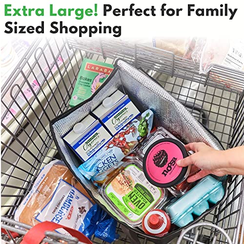 Creative Green Life XL Insulated Reusable Grocery Bags (2-Pack) - Premium Quality Cooler Bags with Hard Bottom Insert - Stands Upright, Machine Washable, Sturdy Zipper - Insulated Bag for Warm or Cold Food Delivery Bag - Image 3