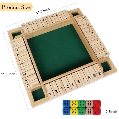 GOTHINK 14 Player Shut The Box Dice Game 115inch Wooden Board Table Math Game with 10 Dices Math Decision Skills for AdultsKids Perfect for Home Class Parties Pubs Classic Tabletop Fun - Image 5
