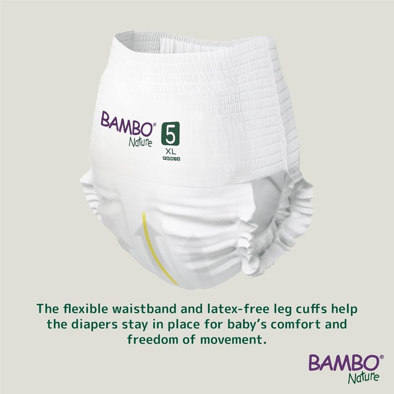 BAMBO NATURE حفاضات بامبو ناتشر المميزة للأطفال بحجم XL (11-17 كجم)، فائقة الامتصاص، قابلة للتنفس، ناعمة جداً، مختبرة جلدياً، حفاضات أطفال مضادة للحساسية مع مؤشر الرطوبة، 19 قطعة - Image 2