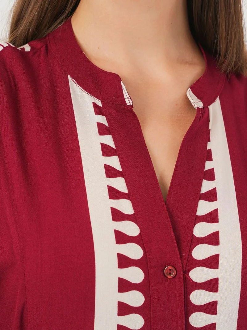 BIG DART BDART Printed V-Neck Maxi Dress with Button Closure