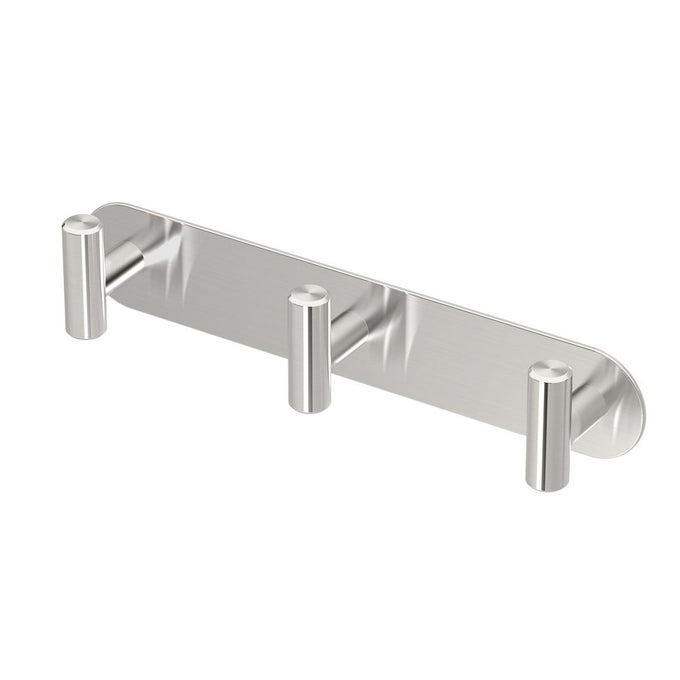 1296 MODERN DECOR WALL HOOK COAT HAT TOWEL ROBE HOOK FOR ENTERYWAY LIVING KITCHEN BATHROOM BEDROOM 3HOOK STURDY SATIN NICKEL ON PREMIUM BRASS
