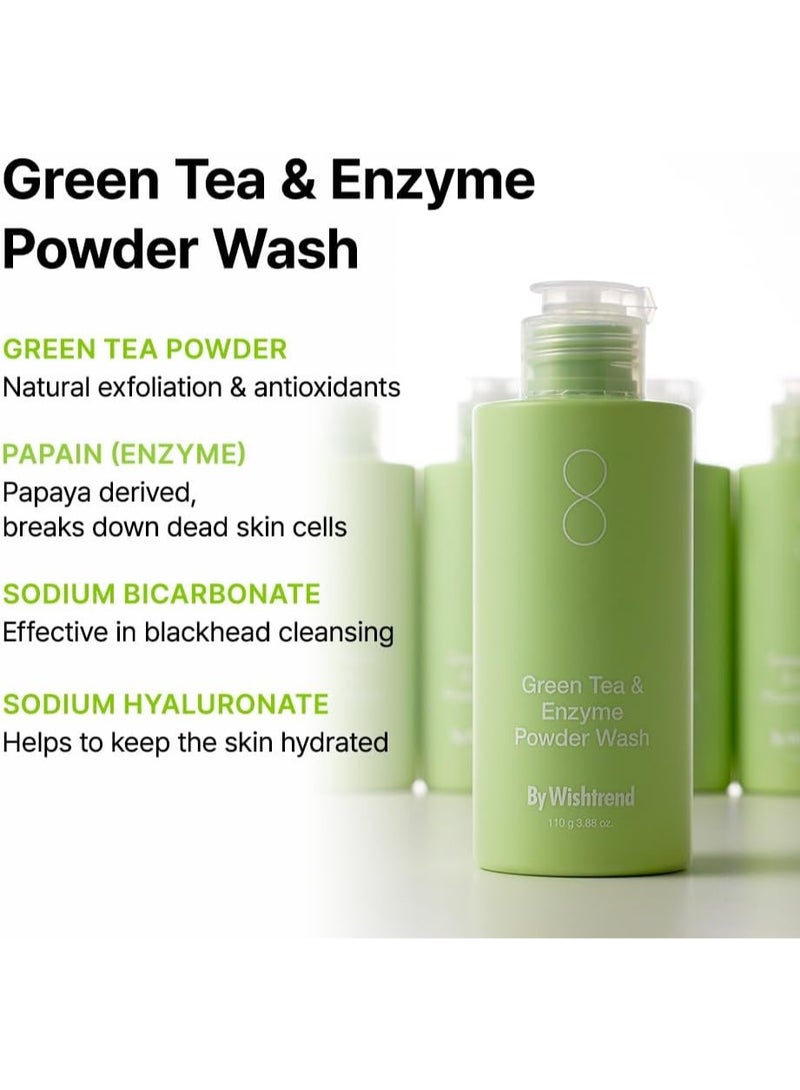 By Wishtrend Green Tea and Enzyme Powder Face Wash, All-in-One, Moisturising Daily Facial Cleanser and Gentle Exfoliating for Pores and Blackheads (3.88 oz (1 Pack)x`x` - Image 3