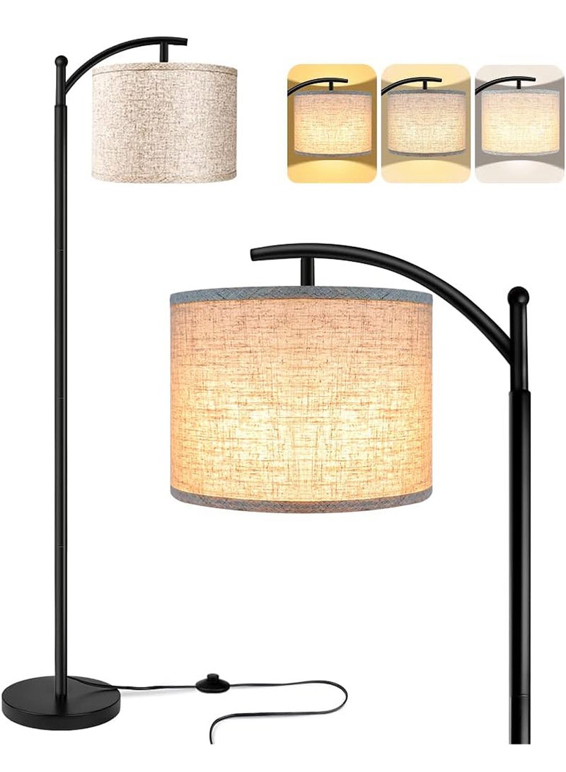 Uwals Floor Lamp with 9W Bulb, 3 Color Temperatures, Adjustable Beige Shade - Ideal for Living Room Bedroom Office Classroom Dorm Apartment Black 1555x250 mm - Image 2