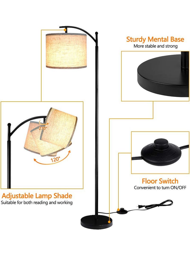 Uwals Floor Lamp with 9W Bulb, 3 Color Temperatures, Adjustable Beige Shade - Ideal for Living Room Bedroom Office Classroom Dorm Apartment Black 1555x250 mm - Image 4