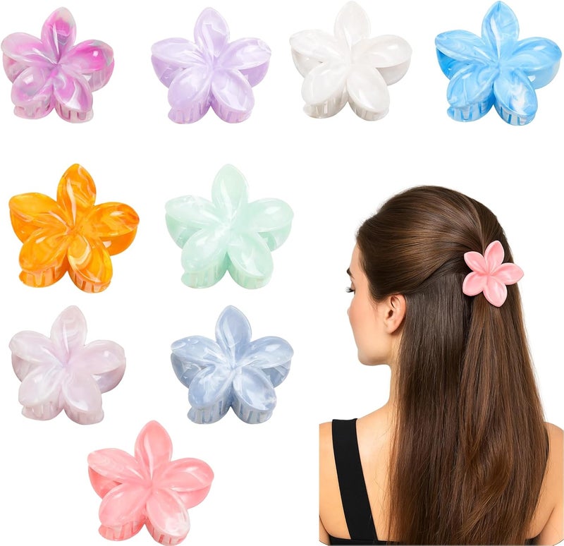 9Pack MarbleDyed Flower Claw Clips for Women Girls Strong Hold NonSlip Hair Barrettes for ThickThin Hair Stylish Headwear Accessories with Trendy Marble Bloom Design