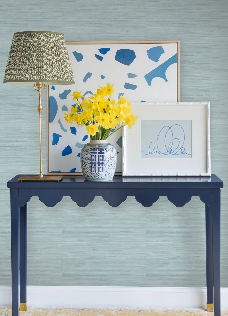 NuWallpaper x Society Social Classic Faux Grasscloth Peel and Stick Wallpaper, Sky Blue - Image 4