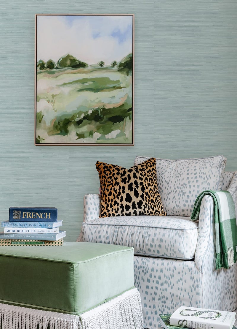 NuWallpaper x Society Social Classic Faux Grasscloth Peel and Stick Wallpaper, Sky Blue - Image 5