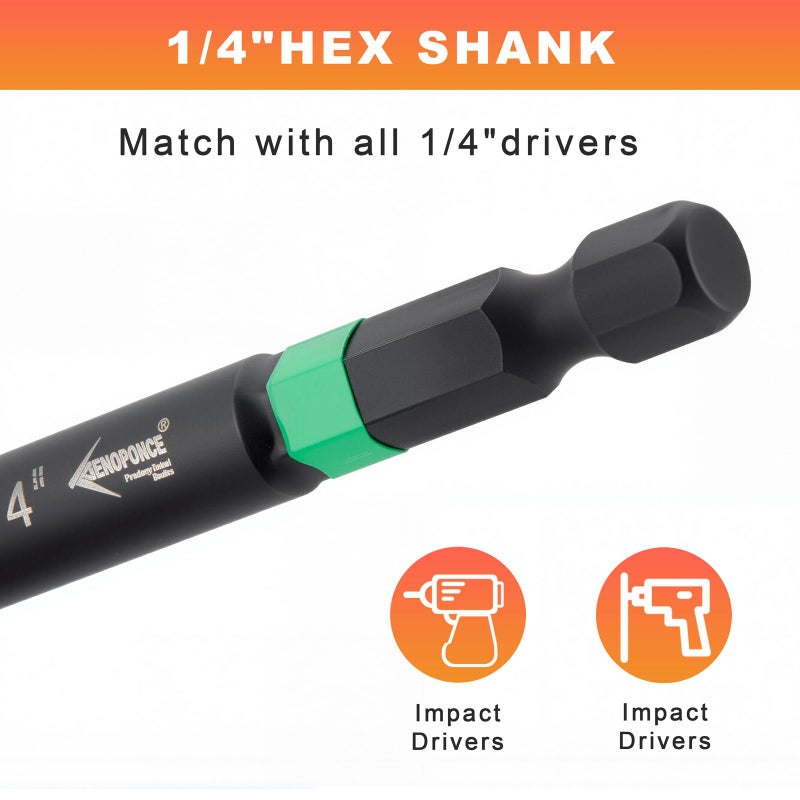 AEROFORCE Professional Tools AEROFORCE 41 PCS Magnetic Nut Driver Set, Impact Drill Driver Bit 1/4" Hex Shank, SAE & Metric Cr-V Steel Power Nut Drivers with Quick-release Extensions, Impact Socket Adapters, Bit Holder - Image 5
