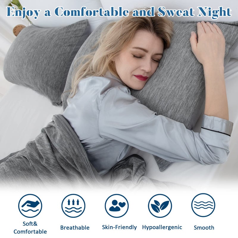 CHOSHOME Cooling Pillow Cases King  Double-Side Design [Cooling & Cotton] Q-Max 0.45 Cooling Pillow Covers for Night Sweats Hot Sleepers  Hidden Zipper  2 Pack (20"" X 36""  Gray) - Image 5