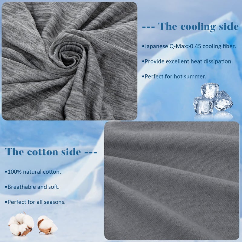 CHOSHOME Cooling Pillow Cases King  Double-Side Design [Cooling & Cotton] Q-Max 0.45 Cooling Pillow Covers for Night Sweats Hot Sleepers  Hidden Zipper  2 Pack (20"" X 36""  Gray) - Image 2