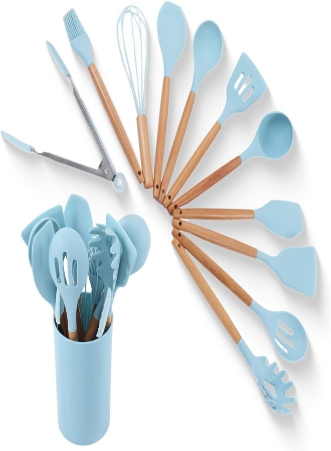 مجموعة أدوات طهي سيليكون غير لاصقة متعددة الألوان مكونة من 12 قطعة
