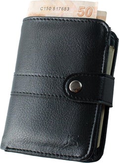 Apera An-96 Full Size Faux Leather Men's Vertical Snap Wallet, 12 Card Holder, Double Paper Money Compartment  - Image 1