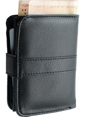 Apera An-96 Full Size Faux Leather Men's Vertical Snap Wallet, 12 Card Holder, Double Paper Money Compartment  - Image 4