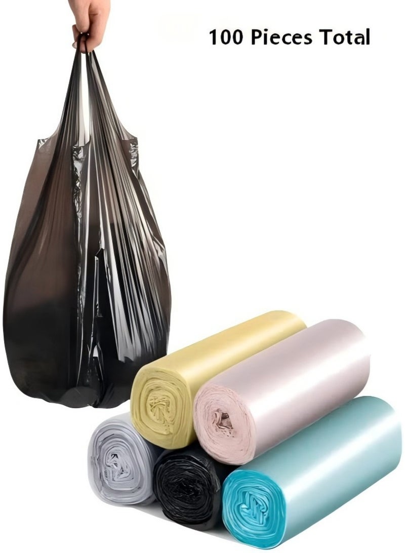 100 Counts Garbage Bag,Handle Tie Large Capacity Plastic Trash Bags, Disposable Trash Can Liners, No Water Leakage and Good Toughness,for Office, Kitchen, Bedroom Waste Bin, Random Color - Image 1