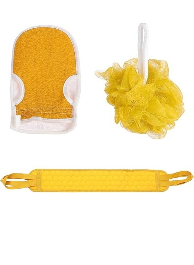 Body Scrub Tools Bath Sponge Bath Loofah Back Cleaner Exfoliating Gloves 3pcs - Image 1