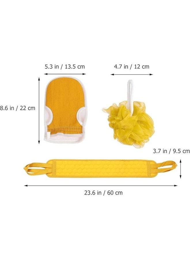 Body Scrub Tools Bath Sponge Bath Loofah Back Cleaner Exfoliating Gloves 3pcs - Image 2