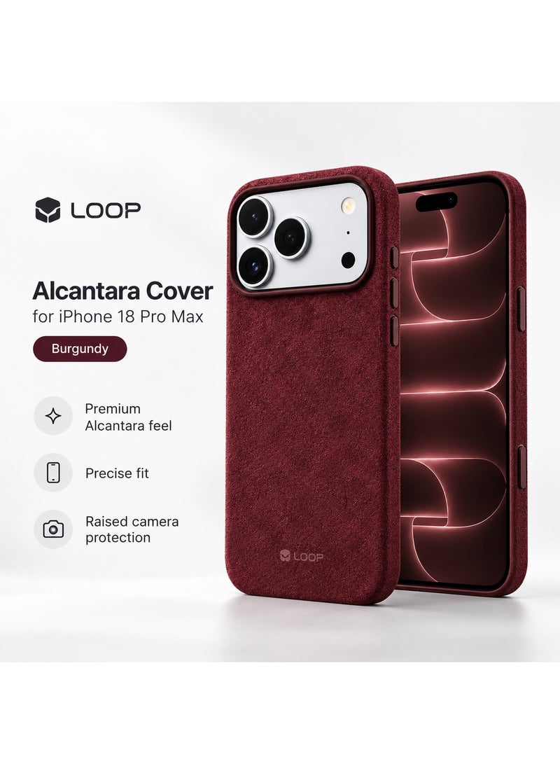 LOOP Alcantara Case for Apple iPhone 18 Pro Max, MagSafe Compatible, Slim, Burgundy - Image 4