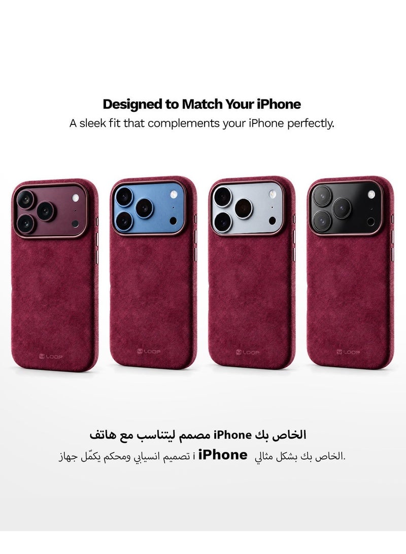 لووب كفر LOOP الكانتارا لهاتف ابل ايفون 18 برو ماكس، متوافق مع ماج سيف، نحيف، لون خمري - Image 3