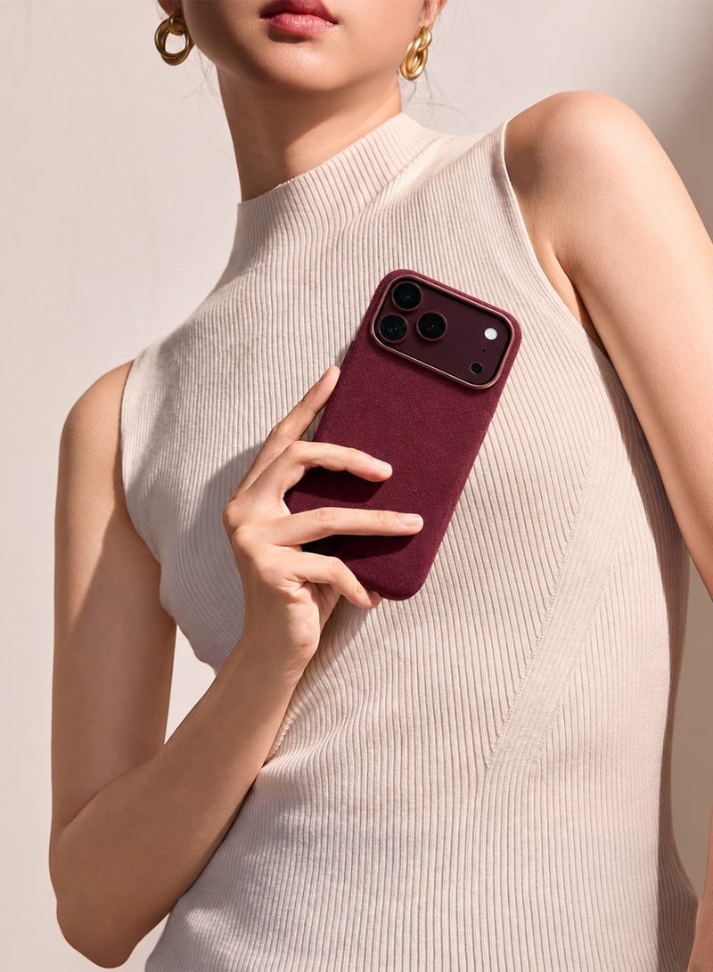 LOOP Alcantara Case for Apple iPhone 18 Pro Max, MagSafe Compatible, Slim, Burgundy - Image 2